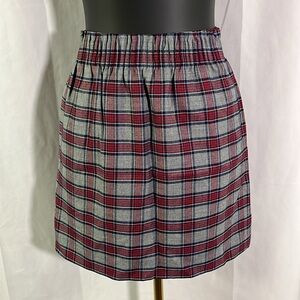 J. Crew Factory Gray & Red Tartan Plaid Wool Blend Sidewalk Skirt